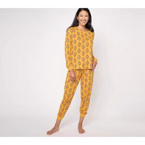 AnyBody Pajama Set Size 3X Sleep Printed Lush Jersey 2 Piece Set Golden Hearts